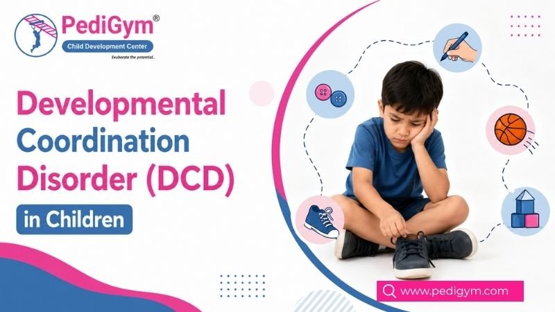 Developmental Coordination Disorder (DCD) in children with a child experiencing difficulty with coordination and everyday motor tasks.