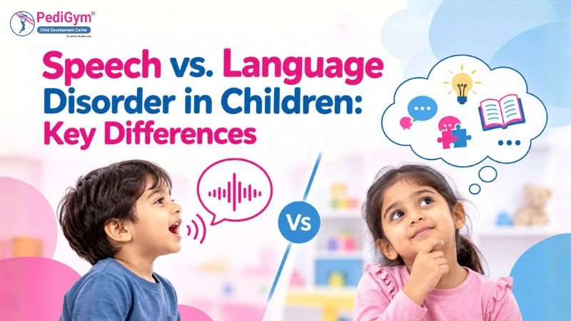 Speech vs. language disorder in children showing key differences between speech sound and language difficulties